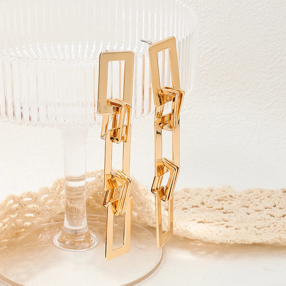 1 Pair Classic Style Commute Square Alloy Drop Earrings