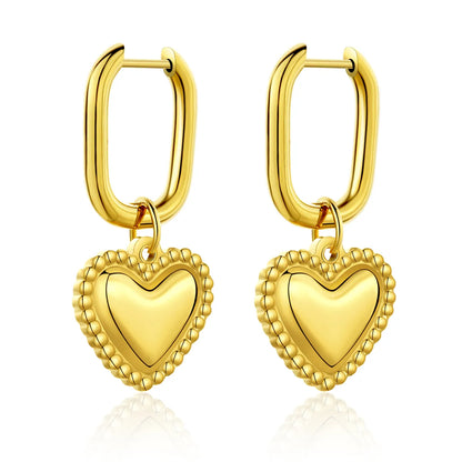 1 Pair Classic Style Cross Heart Shape Plating Stainless Steel Titanium Steel Gold Plated Earrings