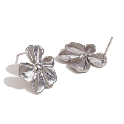 1 Pair Classic Style Flower 304 Stainless Steel 18K Gold Plated Ear Studs