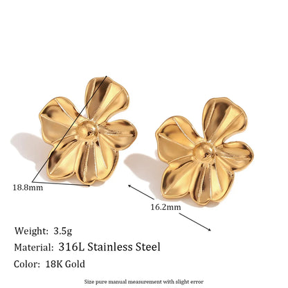 1 Pair Classic Style Flower 304 Stainless Steel 18K Gold Plated Ear Studs