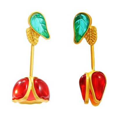 1 Pair Classic Style Flower Inlay Alloy Resin Resin Drop Earrings