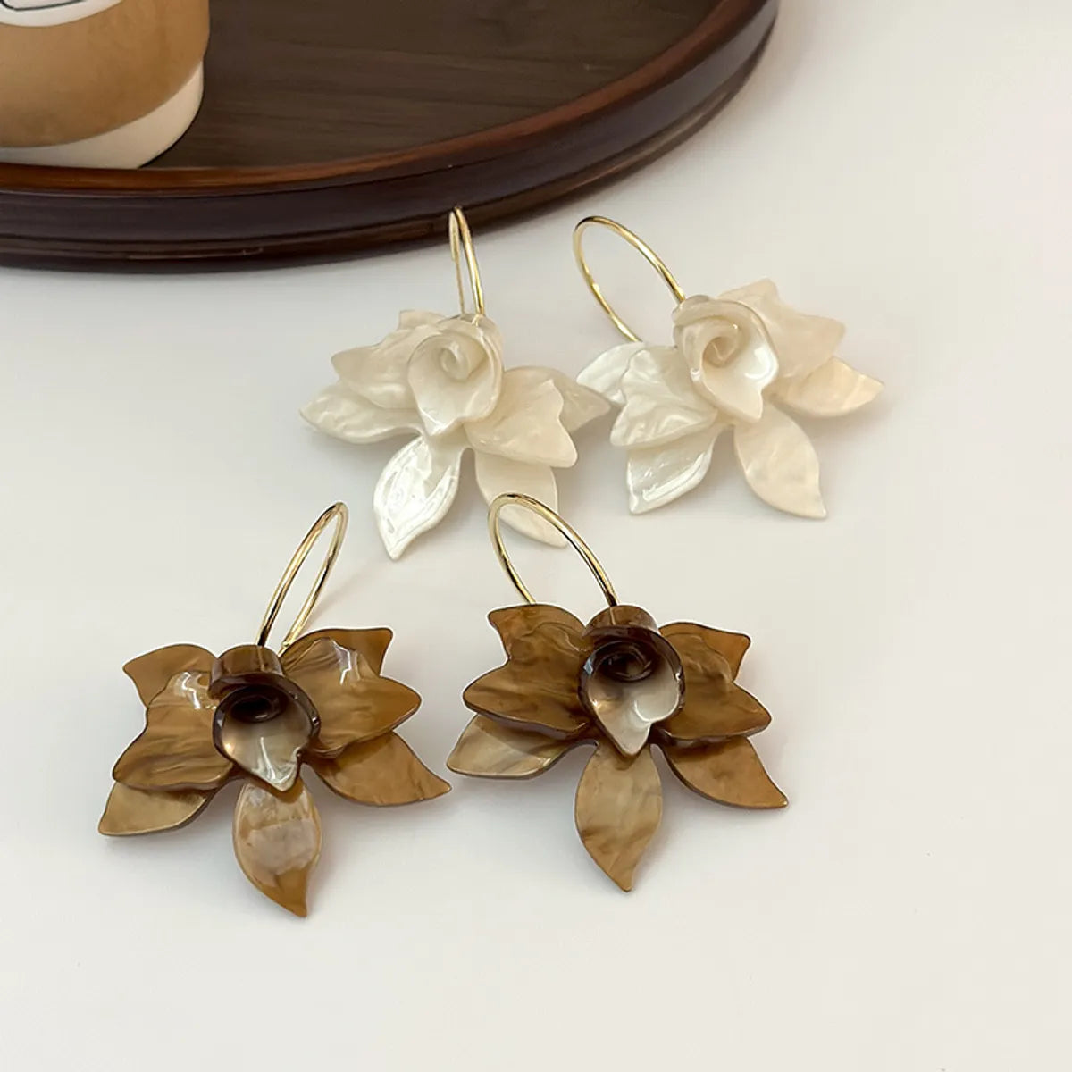 1 Pair Classic Style Flower Patchwork Alloy Drop Earrings