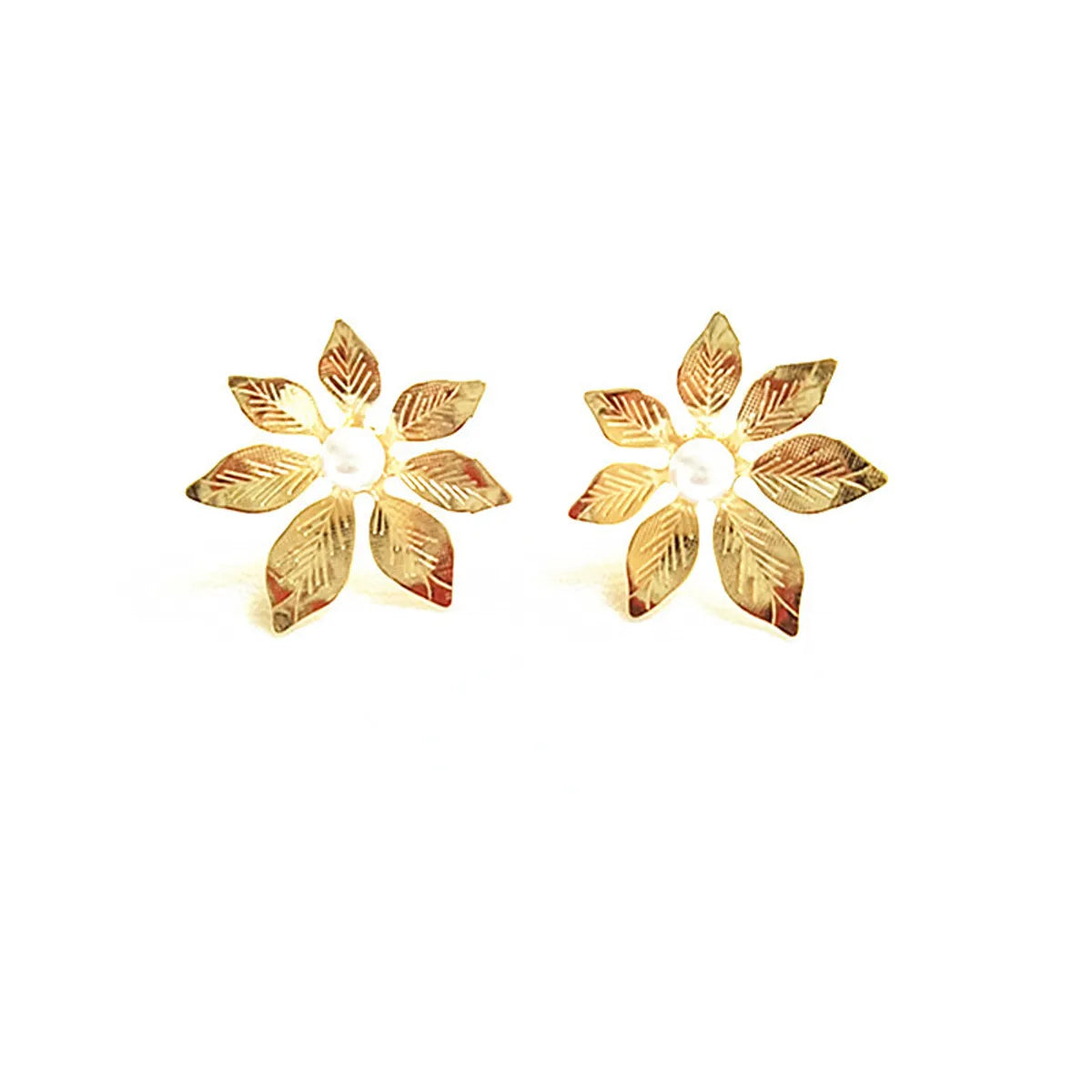 1 Pair Classic Style Flower Plating Inlay Metal Artificial Gemstones Ear Studs