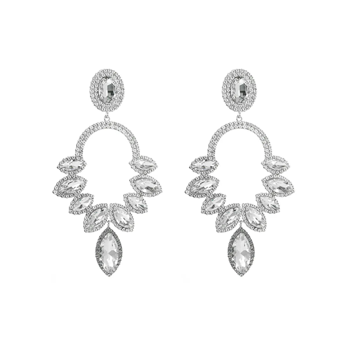 1 Pair Classic Style Geometric Flower Alloy Plating Rhinestones Women's Dangling Earrings