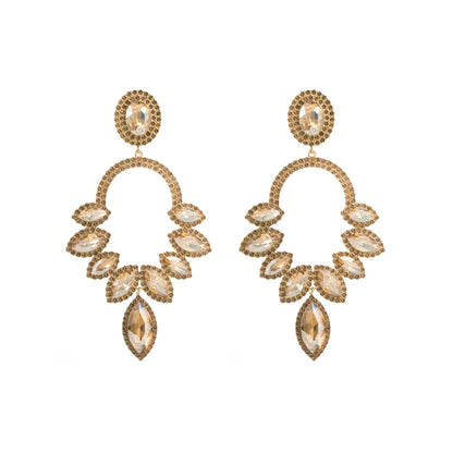 1 Pair Classic Style Geometric Flower Alloy Plating Rhinestones Women's Dangling Earrings