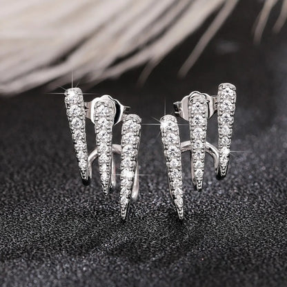 1 Pair Classic Style Geometric Inlay Copper Zircon Ear Studs