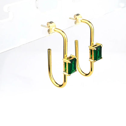 1 Pair Classic Style Geometric Plating Inlay Stainless Steel Zircon Earrings