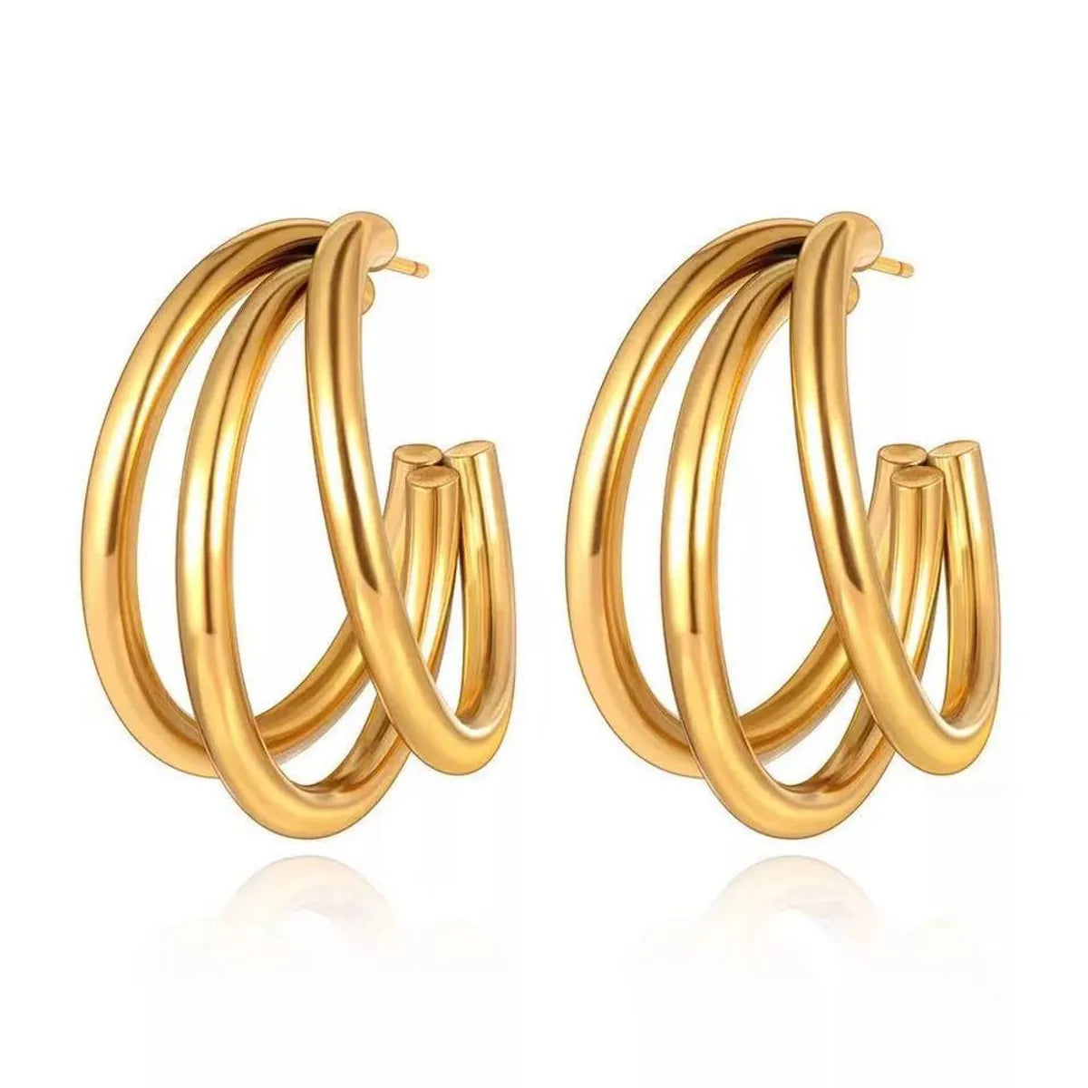 1 Pair Classic Style Geometric Plating Stainless Steel 18k Gold Plated Earrings