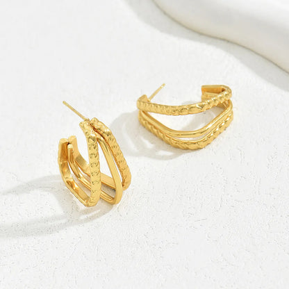 1 Pair Classic Style Geometric Solid Color Plating Hollow Out Copper 18k Gold Plated Ear Studs