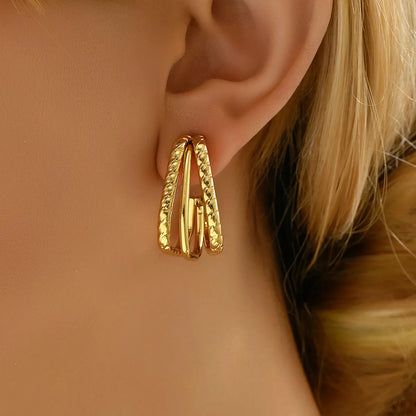 1 Pair Classic Style Geometric Solid Color Plating Hollow Out Copper 18k Gold Plated Ear Studs