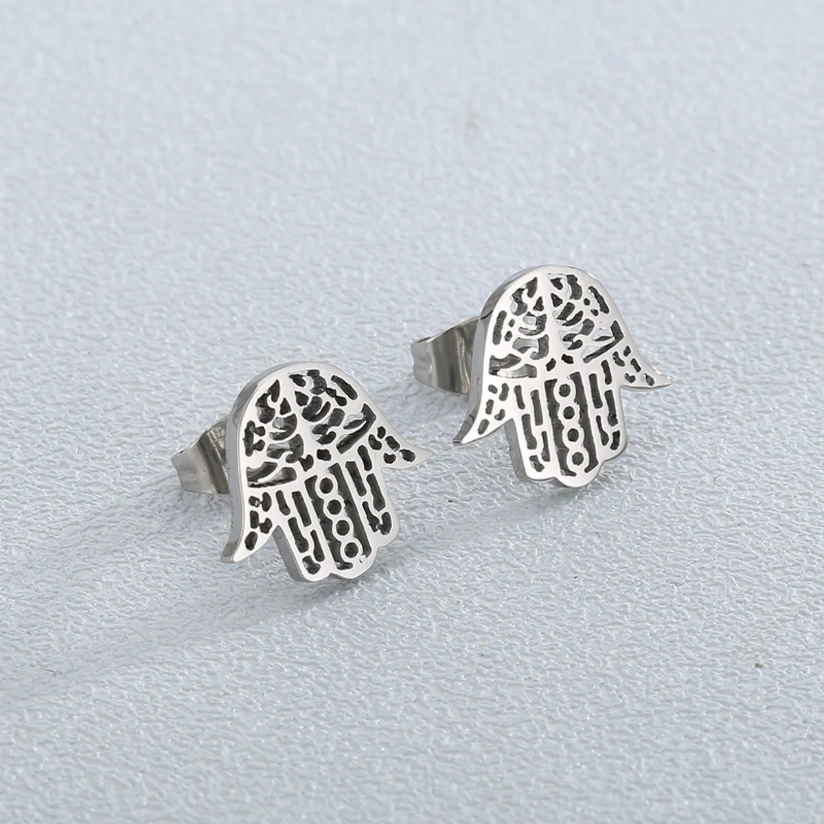 1 Pair Classic Style Hand Of Fatima Hollow Out Stainless Steel Ear Studs