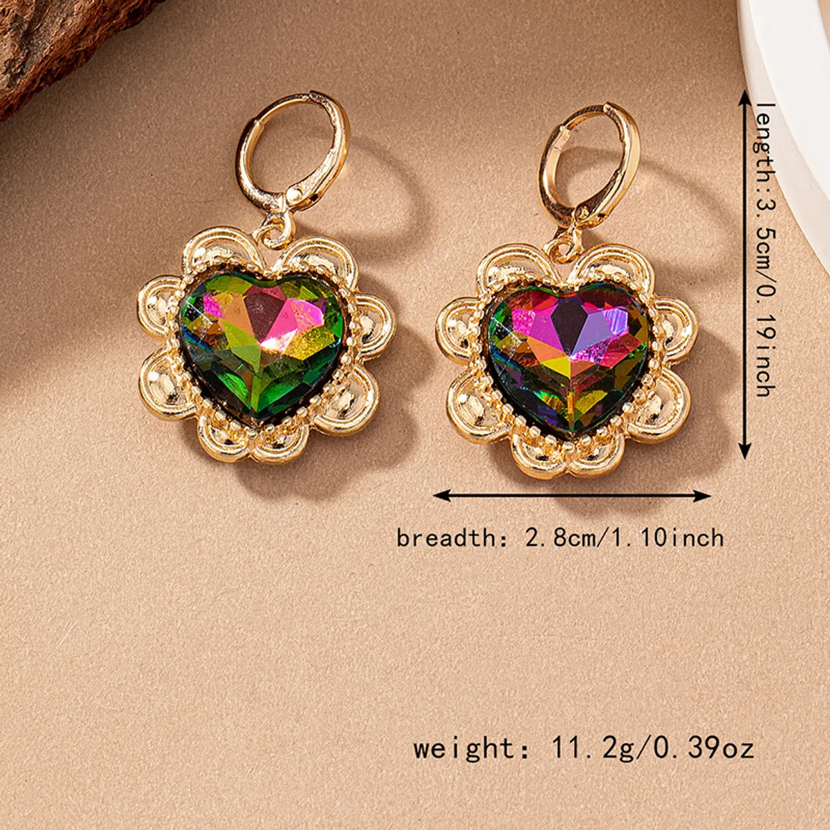 1 Pair Classic Style Heart Shape Flower Floral Plating Inlay Alloy Ferroalloy Zircon 14k Gold Plated Drop Earrings