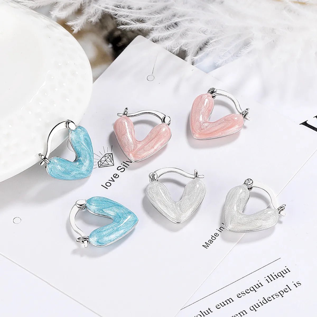 1 Pair Classic Style Heart Shape Plating Copper White Gold Plated Earrings