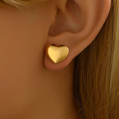 1 Pair Classic Style Heart Shape Plating Stainless Steel 18k Gold Plated Ear Studs