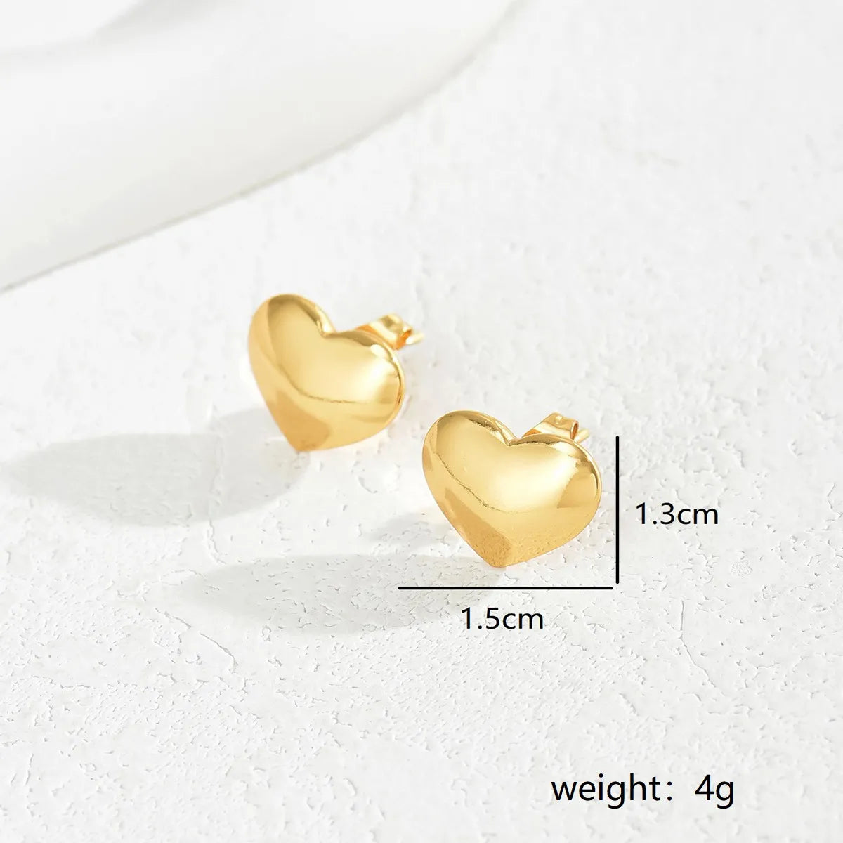 1 Pair Classic Style Heart Shape Plating Stainless Steel 18k Gold Plated Ear Studs