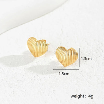 1 Pair Classic Style Heart Shape Plating Stainless Steel 18k Gold Plated Ear Studs