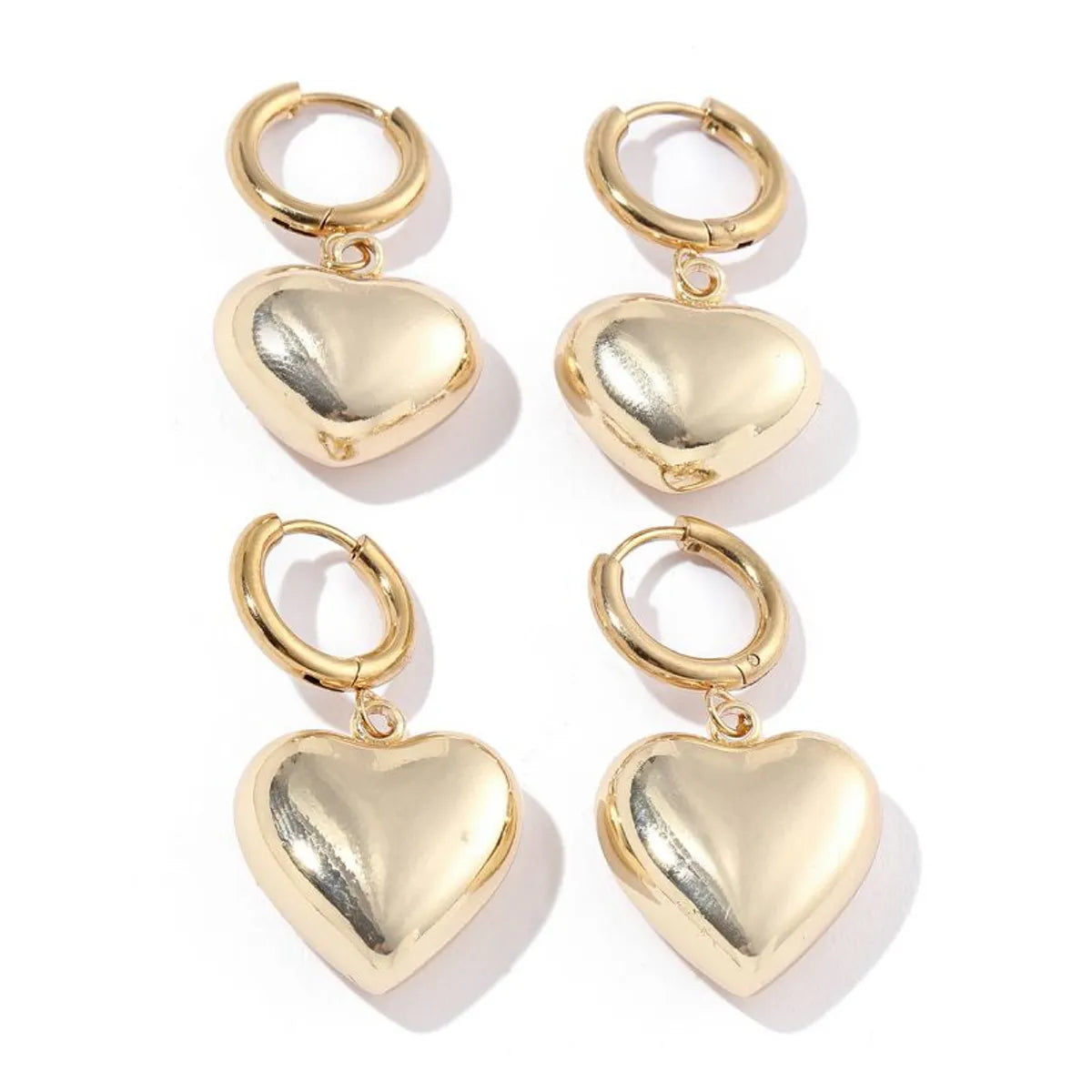 1 Pair Classic Style Heart Shape Plating Stainless Steel 18k Gold Plated Earrings