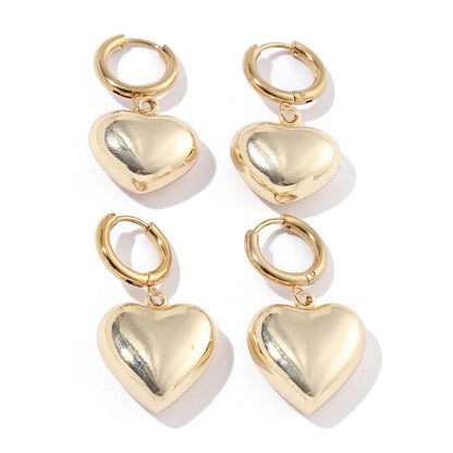 1 Pair Classic Style Heart Shape Plating Stainless Steel 18k Gold Plated Earrings