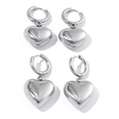 1 Pair Classic Style Heart Shape Plating Stainless Steel 18k Gold Plated Earrings