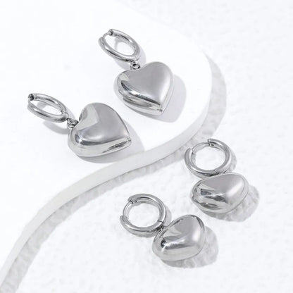 1 Pair Classic Style Heart Shape Plating Stainless Steel 18k Gold Plated Earrings