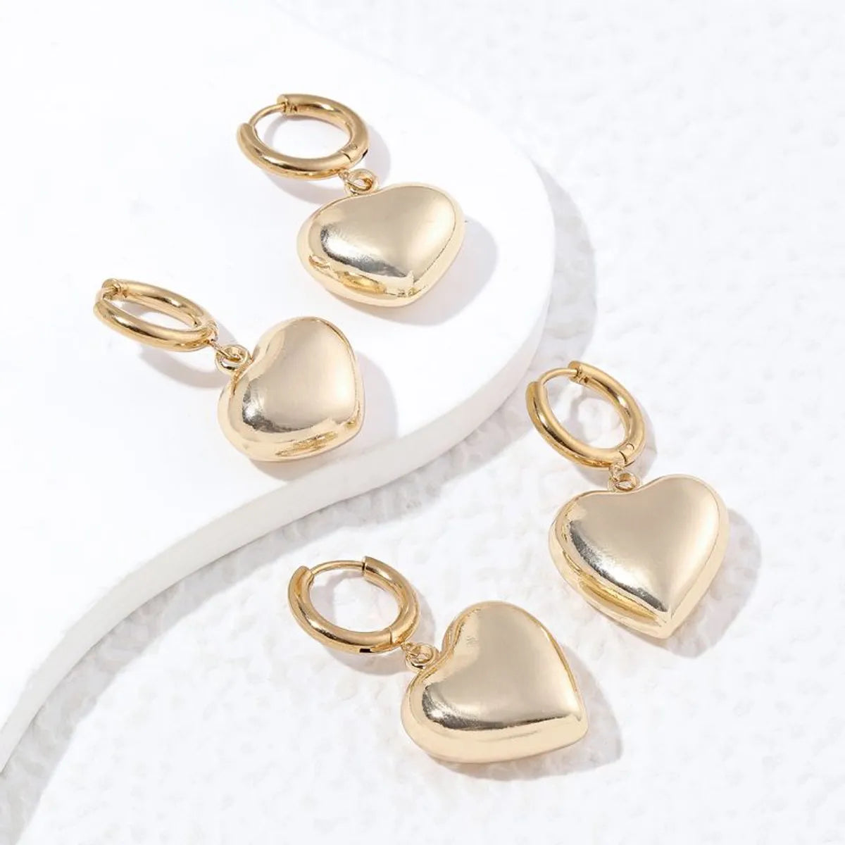 1 Pair Classic Style Heart Shape Plating Stainless Steel 18k Gold Plated Earrings