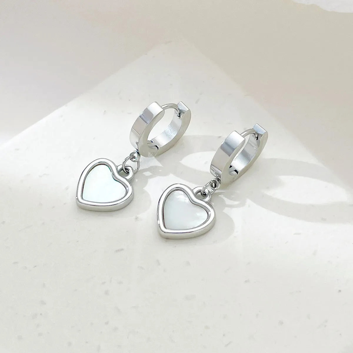 1 Pair Classic Style Heart Shape Plating Stainless Steel White Gold Plated Gold Plated Earrings