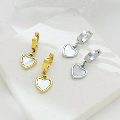 1 Pair Classic Style Heart Shape Plating Stainless Steel White Gold Plated Gold Plated Earrings