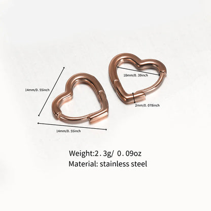 1 Pair Classic Style Heart Shape Polishing Plating Stainless Steel Rose Gold Plated Gold Plated Earrings