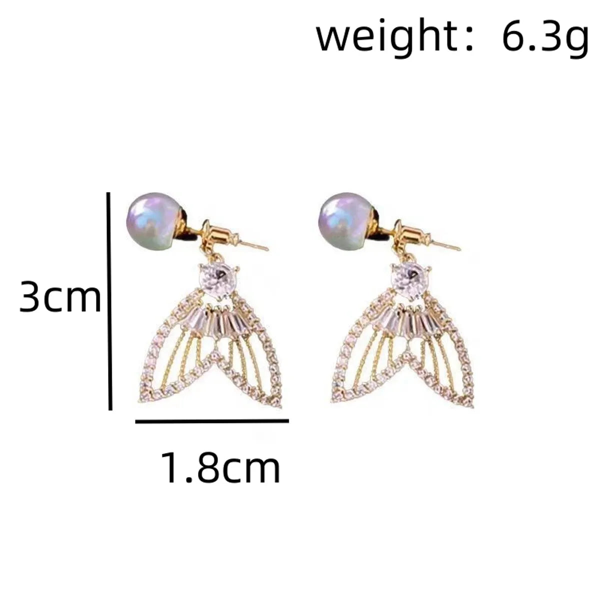 1 Pair Classic Style Korean Style Fish Tail Inlay Alloy Artificial Pearls Rhinestones Gold Plated Drop Earrings