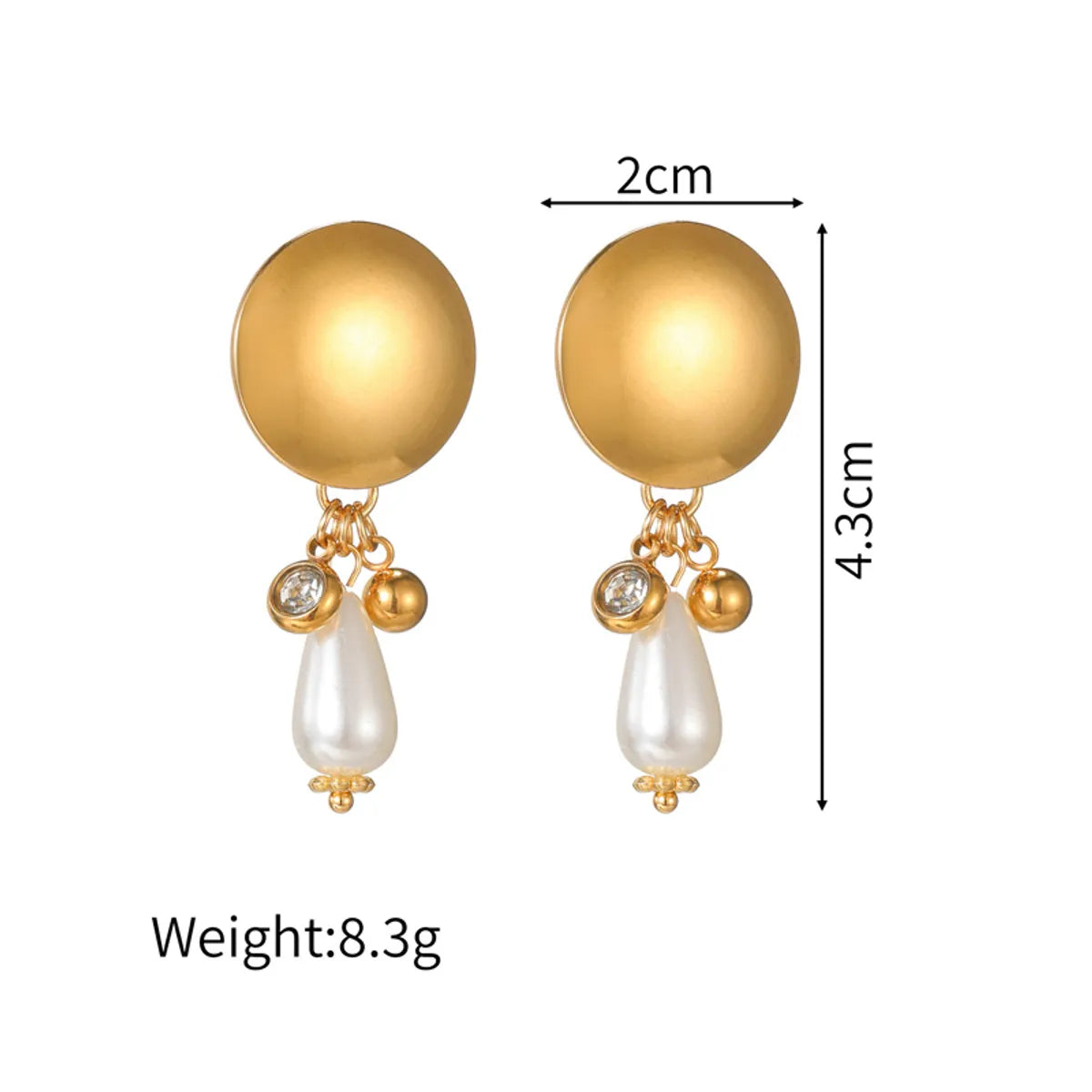 1 Pair Classic Style Pearl Irregular 304 Stainless Steel 18K Gold Plated Drop Earrings