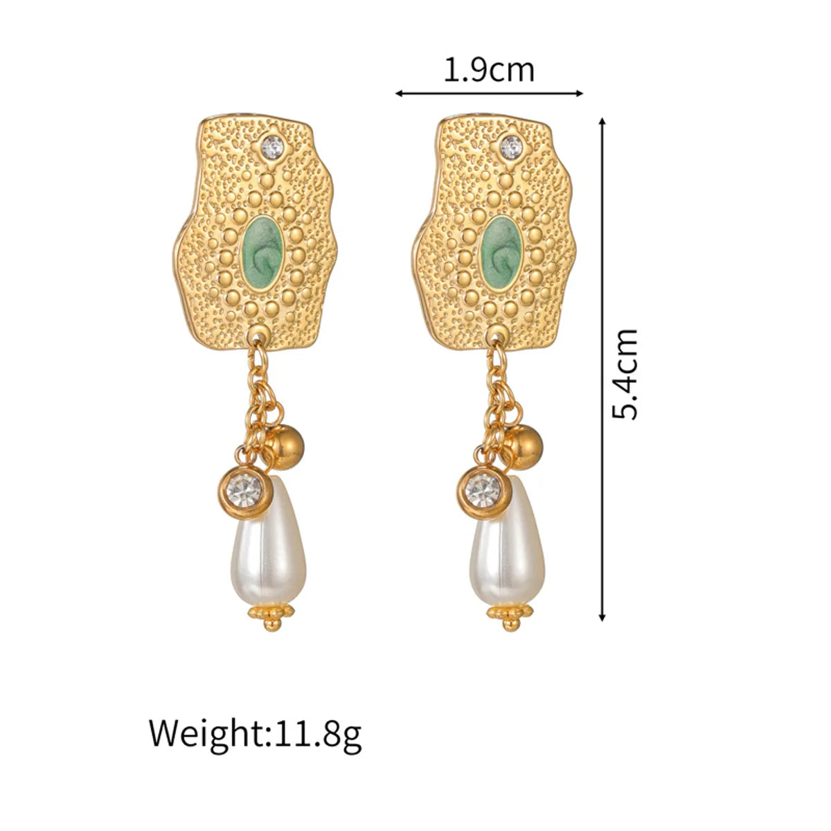 1 Pair Classic Style Pearl Irregular 304 Stainless Steel 18K Gold Plated Drop Earrings