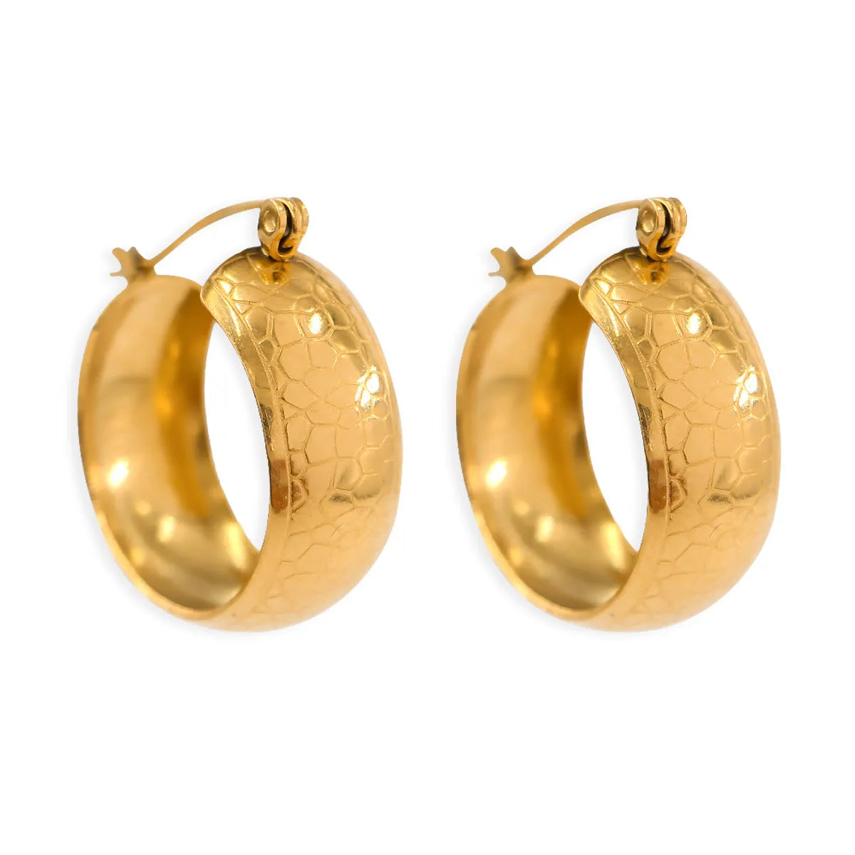 1 Pair Classic Style Plaid Solid Color Plating Stainless Steel 18k Gold Plated Earrings