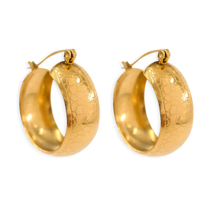 1 Pair Classic Style Plaid Solid Color Plating Stainless Steel 18k Gold Plated Earrings