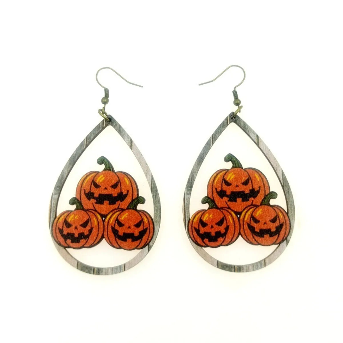 1 Pair Classic Style Pumpkin Water Droplets Printing Wood