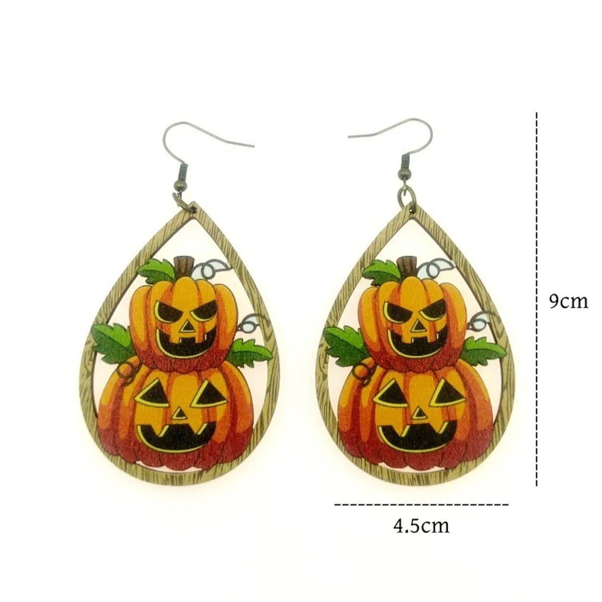 1 Pair Classic Style Pumpkin Water Droplets Printing Wood