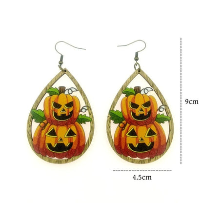 1 Pair Classic Style Pumpkin Water Droplets Printing Wood