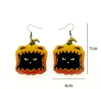 1 Pair Classic Style Pumpkin Water Droplets Printing Wood