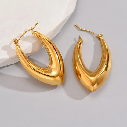 1 Pair Classic Style Roman Style Solid Color Plating Stainless Steel Titanium Steel 18k Gold Plated Gold Plated Earrings