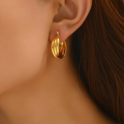 1 Pair Classic Style Roman Style Solid Color Plating 304 Stainless Steel Titanium Steel 18K Gold Plated Ear Studs