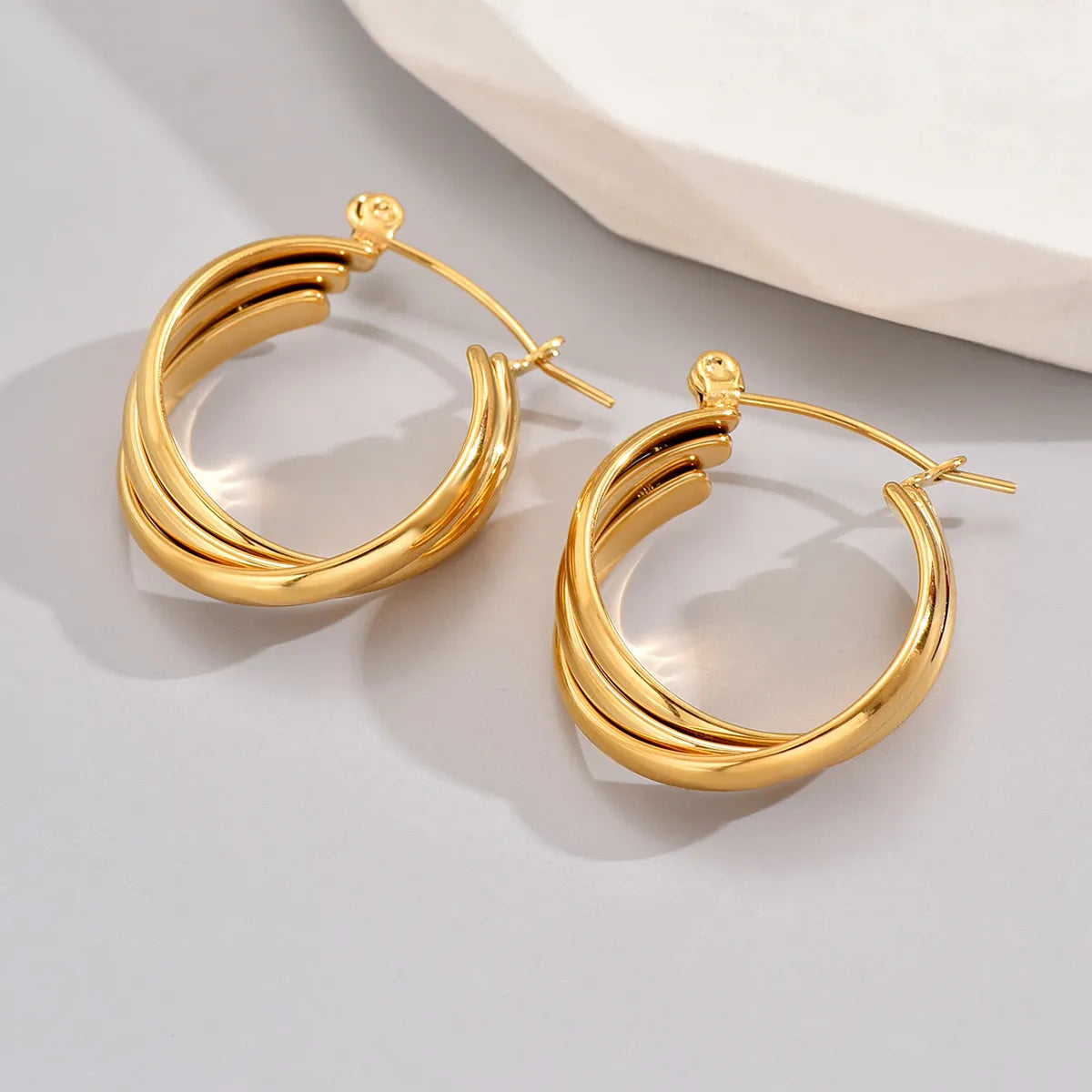 1 Pair Classic Style Roman Style Solid Color Plating 304 Stainless Steel Titanium Steel 18K Gold Plated Ear Studs