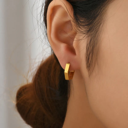 1 Pair Classic Style Roman Style Solid Color Plating 304 Stainless Steel Titanium Steel 18K Gold Plated Earrings