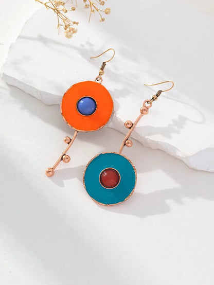 1 Pair Classic Style Round Alloy Drop Earrings