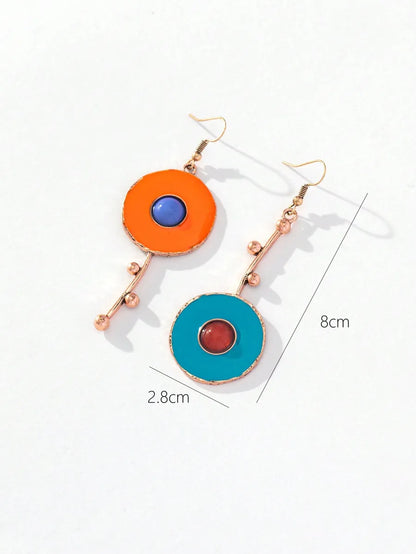 1 Pair Classic Style Round Alloy Drop Earrings