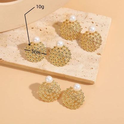 1 Pair Classic Style Round Asymmetrical Plating Inlay Copper Zircon 14k Gold Plated Ear Studs