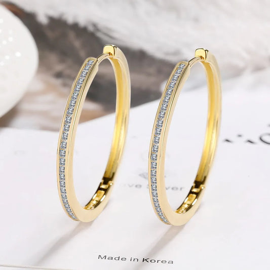 1 Pair Classic Style Round Plating Inlay Copper Zircon Gold Plated Earrings