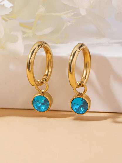 1 Pair Classic Style Round Plating Inlay 304 Stainless Steel Zircon 14K Gold Plated Drop Earrings