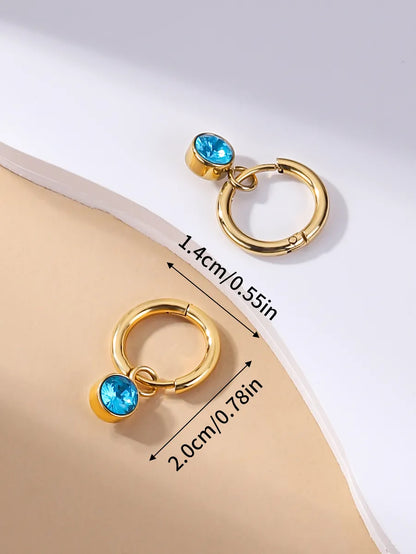 1 Pair Classic Style Round Plating Inlay 304 Stainless Steel Zircon 14K Gold Plated Drop Earrings