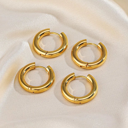 1 Pair Classic Style Round Plating Stainless Steel Earrings