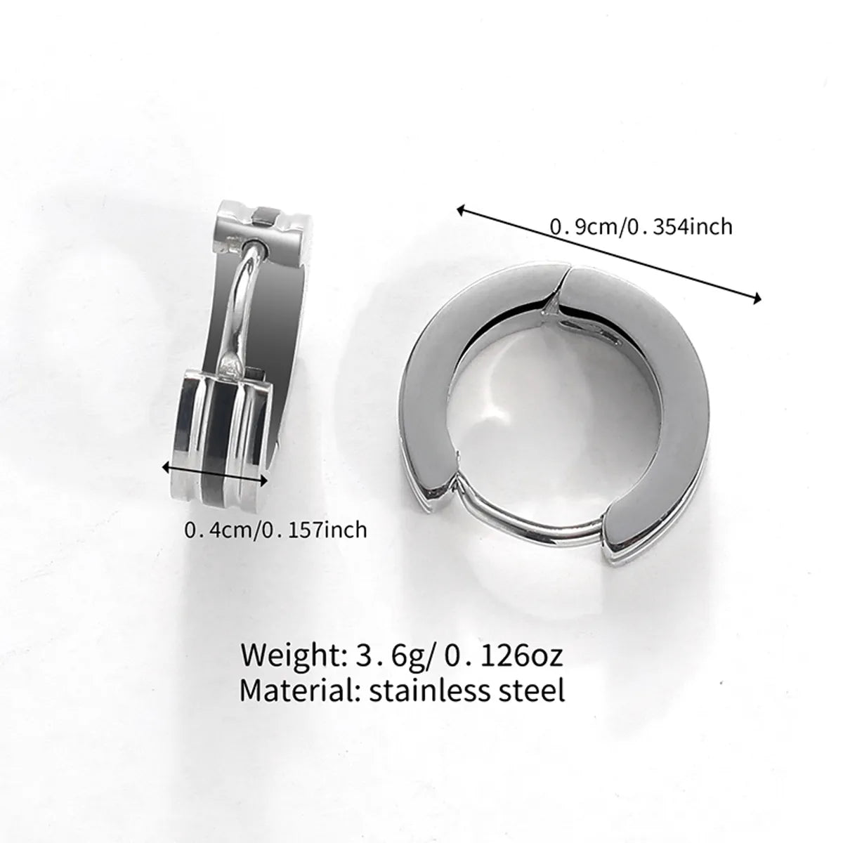 1 Pair Classic Style Round Polishing Plating Stainless Steel Earrings