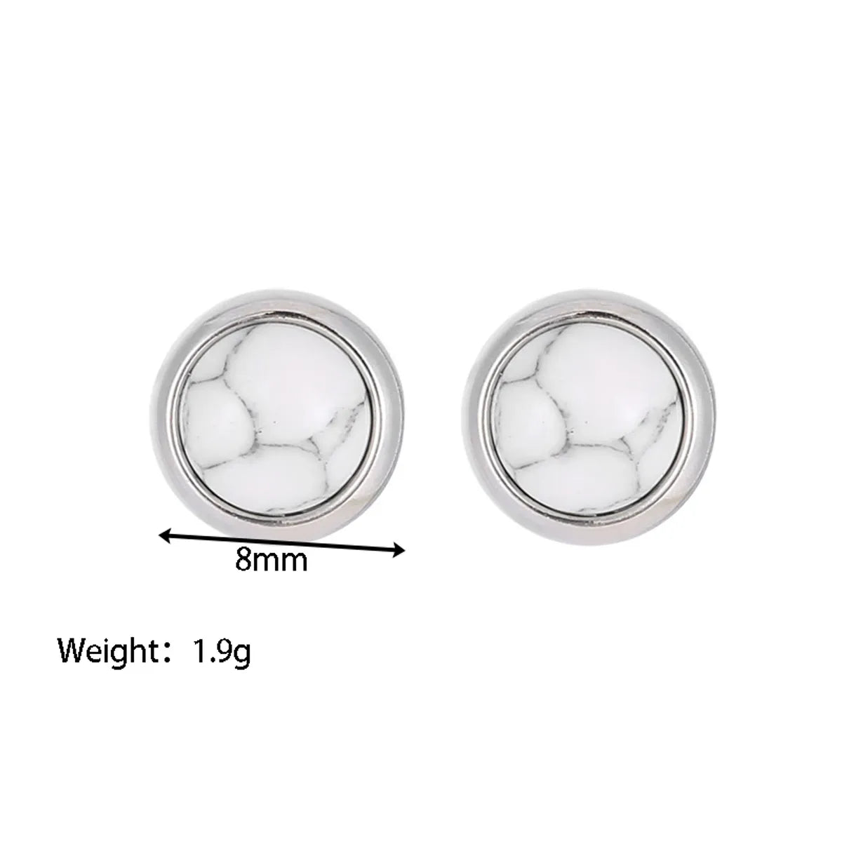 1 Pair Classic Style Round Texture Inlay Stainless Steel Turquoise Ear Studs